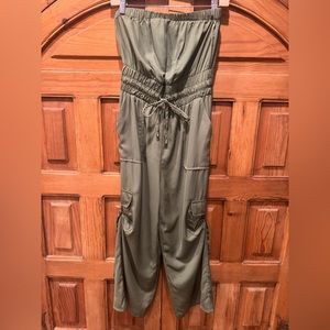 Women's Olive Green Cargo Strapless Jumpsuit. New! Without tags!